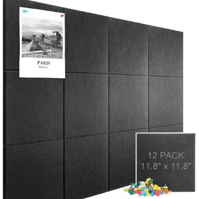 Large Cork Board Alternative 48" X 36" Bulletin Board - 12 Pack Removable Felt Wall Tiles with 30 pushpins, Large Cork Boards for Walls Cork Board for Office Pin Board Tack Board - Pink