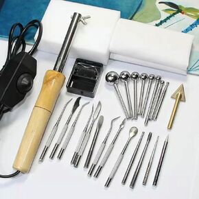 Electric Fabric Flower Maker, Artificial Flower Ironing Machine with 22 Heads, Anti-scalding Bracket, Adjustable Temperature, DIY Fake Flower Making Petal Modeling Tools