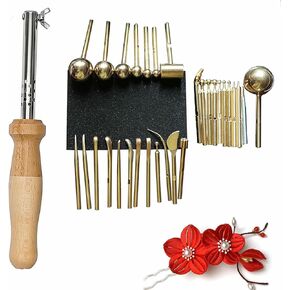 Fabric Flower Ironing Machine, 30 Ironing Heads Fabric Flower Maker with Tool Bag, 80-240℃ Adjustable Temperature, Artificial Flower Making Tool Set, for Making Fake Flower