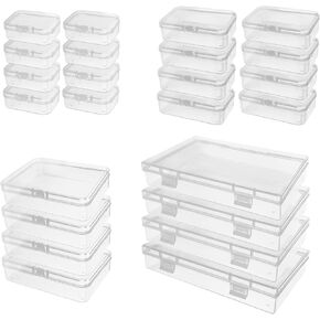 24 Pcs Mixed Size Clear Plastic Storage Containers with Lids – Stackable Small Plastic Boxes for Crafting, Jewelry and Small Items – Perfect for Home, Office, Classroom and Travel