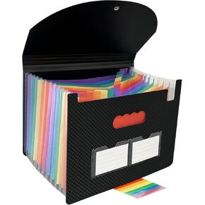 Black Accordion File Organizer 13 Pockets Expanding File Folders Monthly Bill Receipt Tax Organizer, Letter A4 Size Documents Holder with Tabs for Work,School,Home,Office in Saudi Arabia