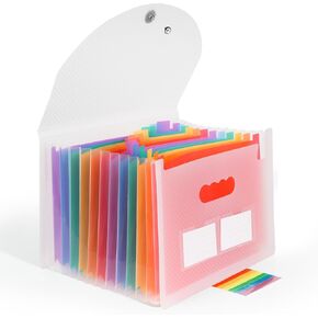Black Accordion File Organizer 13 Pockets Expanding File Folders Monthly Bill Receipt Tax Organizer, Letter A4 Size Documents Holder with Tabs for Work,School,Home,Office