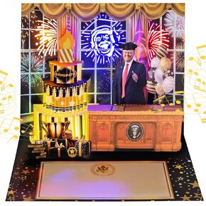 3D Pop-Up Birthday Card with Music & Light – President’s Voice Funny Greeting, Happy Birthday Song & Blow-Out Candle Effect – Unique Gift for Him & Her in Saudi Arabia