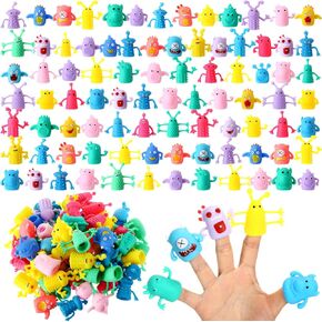 120 Pcs Cute Finger Puppets Toys Monster Stretchy Finger Puppets Funny Colorful Monster Stretchy Toys Soft Rubber Doll Sets for Role Playing Birthday Halloween Kids Party Favors