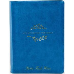 Personalized Custom Text Your Name Tyndale NLT Life Application Large Print Study Bible Third Edition LeatherLike Teal Blue Custom Made Gift for Baptisms Christenings Birthdays Celebrations Holidays