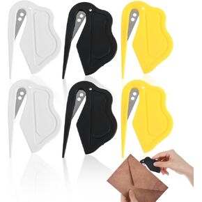 6pcs evelope Envelope Envelope Set ، فتاحة الظرف المدمجة مع أداة فتحات بريد إلكتروني مدببة مخفية للأمان لاستخدام المكتب المنزلي (أسود ، أبيض ، أصفر)