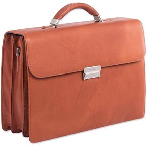 Milestone Briefcase, Fits Devices Up to 15.6", Leather, 5 x 5 x 12, Cognac