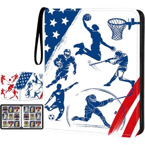 Sports Card Binder 900 Pockets with 50 Removable Sleeves, Zippered PU Leather Trading Card Organizer Album for Sports Collectibles, Premium Protection Gift for Collectors