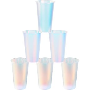25 Iridescent Plastic Cups Pastel Shiny Party Cups Disposable 16 oz Drinking Cups for Iridescent Disco Mermaid Unicorn Party Decor Birthday Bachelorette Wedding Party Supplies