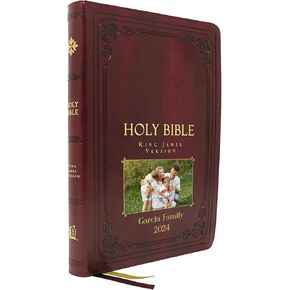 Personalized Vintage Bible with Custom Photo & Text, KJV, King James Version, Red Letter Edition, Large Comfort Print, Faux Leather