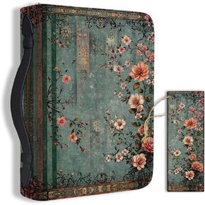1pc Large Bible Cover 8x11 inch PU Leather Bible Case with Bookmark Vintage Flower Branch Bible Carrying Case for Women Men Christian Bible Note Books Carrying Accessories