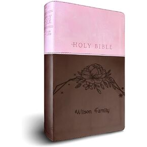 Personalized KJV Bible with Your Family Name Engraved, Lavender, Thinline, King James Version, Red Letter Edition, Comfort Print, Faux Leather