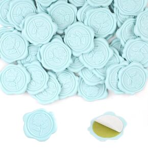 50pcs Wax Seal Stickers, 1.14 Inch Self-Adhesive Wax Stickers Envelope Seal Stickers Round Invitation Wax Seal Stickers for Wedding Christmas Party Gift Wrapping Envelope Invitations(Blue)
