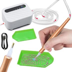 Electric Diamond Art Pen, Wireless Diamond Painting Pens(Rechargeable Vacuum Pump/No Wax Needed/Low Noise/3 Gear Suctions), Vacuum Pen Epainter with Indicator Light, Diamond Painting Accessories Tool