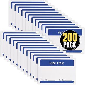 1InTheOffice Visitor Stickers, Visitor Badges, Name Tag Stickers for Clothes, Self-Adhesive, 3 1/2 x 2 1/4, White/Blue, 200 Pack