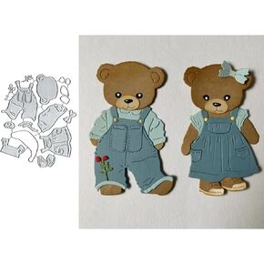 Cute Bear Clothes Frame Metal Die Cuts Cutting Dies Paper Cards Cutting Dies Cut Stencils for DIY Embossing Card Making Book Tags Decorative Paper Dies Scrapbooking