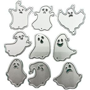 9Pcs Cute Ghost Die Cut for Card Making, Halloween Metal Cutting Dies Congratulations Die Cuts Embossing Stencils Template for DIY Scrap-Booking Decor Wedding Birthday Blessing Card