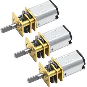 3Pcs 12V DC 200RPM High Torque Speed Reduction Motor with Metal Gearbox, 6mm N20 Single Shafts Gear Motor, Mini Metal Gearwheel Motor