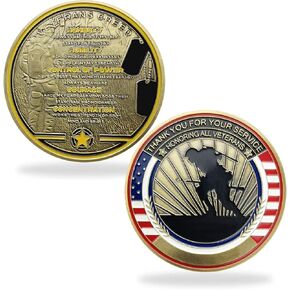 Military Veteran Creed Challenge Coin,Honoring All Veterans Thank You for Your Service
