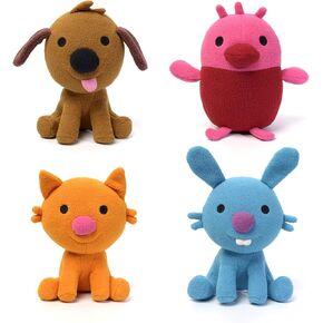 Sago Mini Plush Gift Pack, 4 Stuffed Animals with Transforming Cardboard Playhouse, Pretend Play Kids Toys for Boys & Girls Ages 3 and up