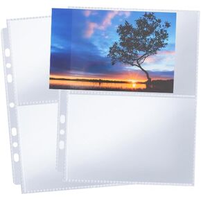 7 Ring Double-Sided 2 Pocket Transparent Page Protection 120 Pockets 3.7x5.4 Photocard Sleeves for Criterion A5 6/3/2 Ring Binder, Side faceload Sheet Protector for Photos, Postcards, 30 Pack