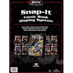 BCW Snap-It Comic Book Display System – 12-Pack | Wall-Mountable Panels for Current & Silver Age Comics | Modular, Binder-Compatible Storage for Collectors