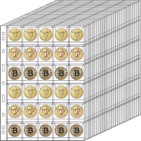 900 Pockets Coin Sleeves, 30 Sheets Coin Pages, Coin Collecting Supplies with Standard 9 Holes, Coin Sheets Plastic for Binder(30 Pocket)