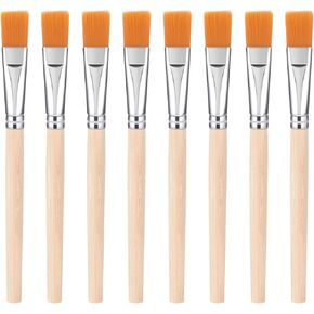 8 Pcs Flat Paint Brushes Set, 3/5 Inch Wood Artist Craft Paint Brushes Versatile Paint Brushes Watercolor Small Brush Bulk Painting Brush for Acrylic, Watercolor, Oil, and Craft Projects