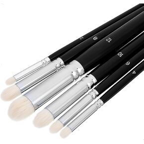 6Pcs Dry Brush Miniature Painting Drybrush Set, Micro Detail Paint Brush Set, Fine Detail Brushes for Acrylic, Watercolors & Paint by Number, Figurine (Black)