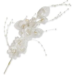 Expo International Vintage Bridal Floral with Pearls Spray Tulle, Ivory