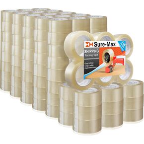 Sure-Max Premium Carton Packing Tape 1.8 mil 330 Feet (110 Yards) - Clear - 4 Cases (144 Rolls Total)