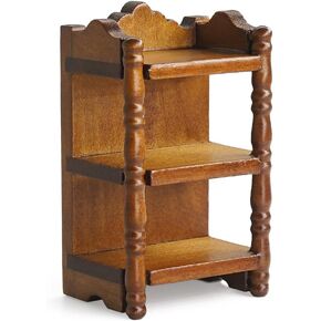 Odoria Dollhouse Bookshelf Miniature Shelf: 1/12 Scale Nightstand Bedside Table for Bedroom Vintage - Mini Wood Furniture Victorian for Office Living Room - Tiny Library Study Shelving Retro Brown