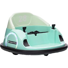 Qaba 12V Toddler Bumper Car Ride on Toy for Kids 1.5-5 Years Old, Baby Bumper Car with Remote Control, LED Lights, 360 Degree, Music, Green