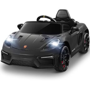 Enyopro المرخصة Porsche 718 Spyder RS ​​Ride-On Electric Car للأطفال مع التحكم عن بُعد ، وركوب 12 فولت على ألعاب الأطفال الصغار ، وسيارة الطاقة الكهربائية مع عجلات المقطورة ، و Bluetooth/USB/AUX ، وأضواء LED ، أبيض