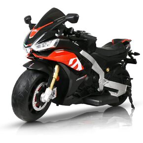 Kids Motorcycle,24V Battery Powered Eletric Ride on Motorcycle for Boys 3-6, Brushless Motor,Kids Electirc Bikes,Aprilia Licensed,with Bluetooth & MP3 (Black, 24V)