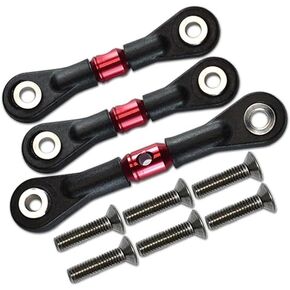 Adjustable Steering Tie Link Pull Rod Linkage Compatible with TT-02/TT02T 1/10 RC Car Replacement RC Car Upgrades Parts Accessories(Red)