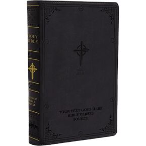 Personalized NABRE Catholic Holy Bible Faux Leather Large Print Size | Custom with Name, Date or Text | Gift for Catholic and Religious Celebrations | Black