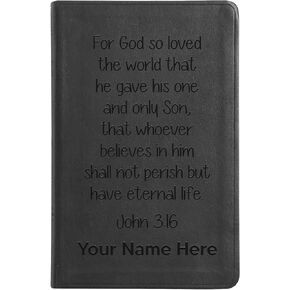 Personalized ESV Thinline Bible Large Print Faux Leather Holy Bible ESV | Custom Full Cover with Ephesians 6:11 Design and Your Own Text | Gift for Christian & Religious Celebrations | Black