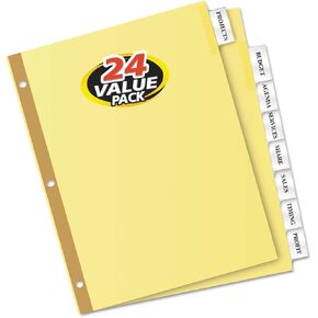 Avery 11115 Insert Divider Bulk Pk, 8 Tabs, 24 Sets/BX, Buff Stock/Clear