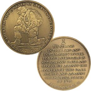 Military Soldier Prayer Challenge Coin – Ephesians 6:10-12 Bible Verse, Strength in The Lord, Motivational Christian Gift for Veterans, Soldiers, and Service Members
