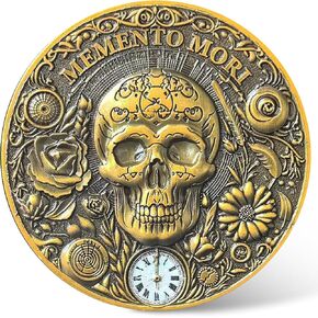 Memento Mori Challenge Coin - Premium Zinc Alloy 1.57" Inspirational Reminder of Life & Death with Protective Case﻿ ﻿ ﻿