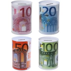 Creative Euro Dollar Metal Cylinder Piggy Bank Saving Money Box Home Decoration
