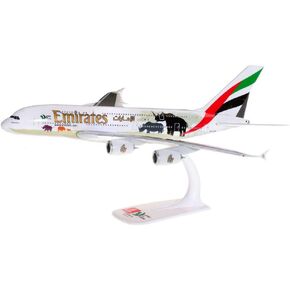 Herpa Snap-Fit Model Airplane Airbus A380 Emirates United for Wildlife No.2, Airplane, Miniature in Scale 1:250, Collector's Item, Model with Stand, Plastic