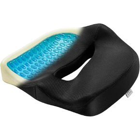 Mount-It! Office Seat Cushion, Premium Comfort Chair Lumbar Support, Memory Foam, Gel Filling, Ergonomic for Car, Desk, Back Hip Butt Tailbone Relief, Sciatica Cushions Washable Cover in Black