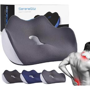 Serene Sitz Orthopedic Seat Cushion, Serensitz Orthopedic Seat Cushion - Memory Foam Cushion for Office Chair Cushions, Car Seat, Airplane, Sciatica & Back Pain Relief (Blue)