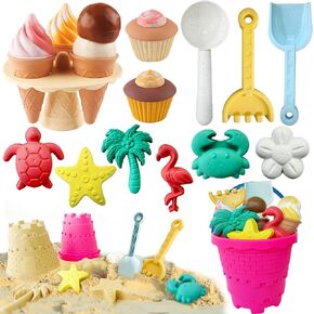 Ice Cream Beach Toys,Sand Toy Set for Kids,Travel Sand Toys with Bucket and Shovel for Toddlers,Sandbox Toys Molds for Boys and Girls Ages 4 5 6 7 8