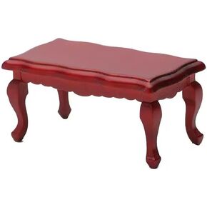 1:12 Scale Red Wooden Classic Coffee Table, Dollhouse Furniture, 9.1x4.4x14.2 cm