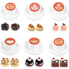 Dollhouse Food 18 Pcs Miniature Dollhouse Accessories 1/12 Miniature Food Kitchen Decoration Sets 1:12 Coffee Mugs Cakes Dessert Model Miniature Food For Dollhouse Miniature Stuff For DIY Mini Kitchen