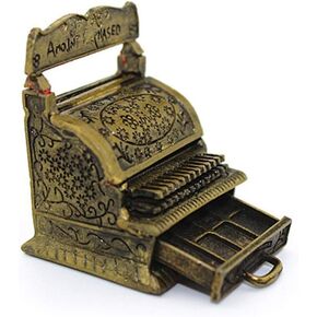 1:12 Scale Vintage Metal Cash Register Model Miniature DIY Dollhouse Home Decor Simulation Furniture Toy, Dollhouse Accessories