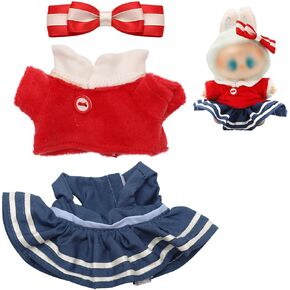 BOXOB Red Blue Doll Clothes Set, Toy Outfits for 5.91in Sitting and 6.69in Standing Dolls Stylish Small Dress Toy Clothes Accessories for Decoration Display
